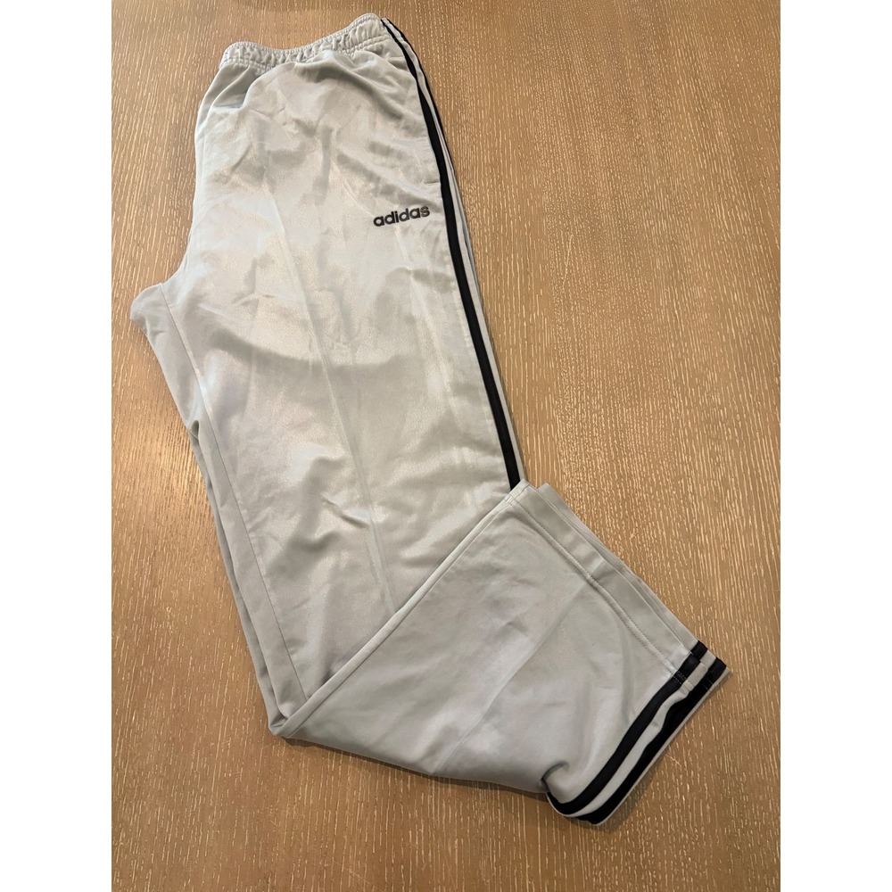 Adidas Men's 2XL Gray Black 3-Stripes Track Pants Drawstring Athletic 2XL